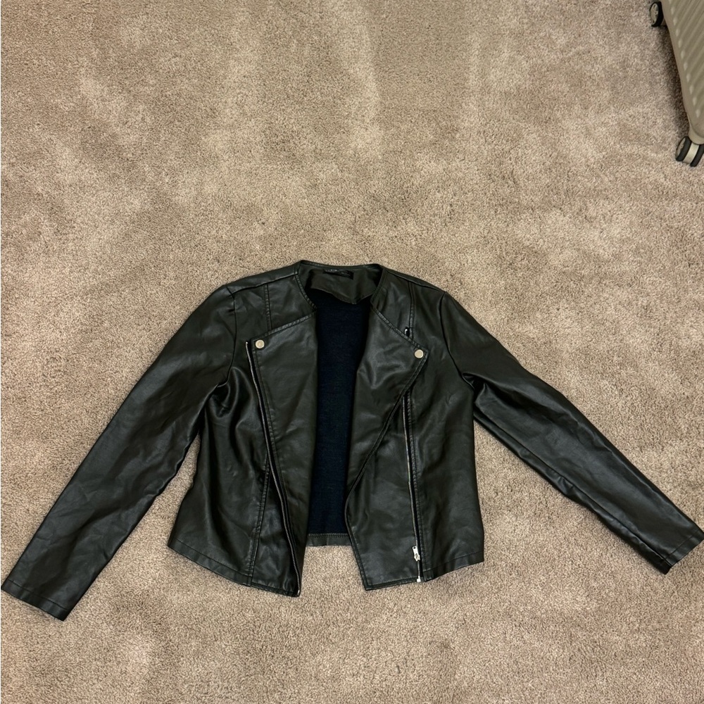 Black Faux Leather Moto Jacket